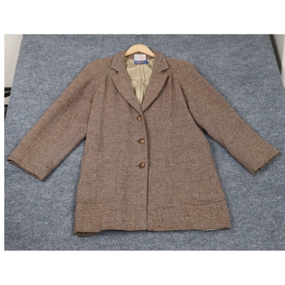 Pendleton Other - Vtg Pendleton 100%Virgin Wool Coat Jacket Womens Brown Tweed Hand Made USA Read